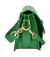 Зелена кожена дамска чанта за рамо с ефектен релеф Francine-2 снимка