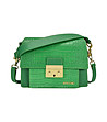 Зелена кожена дамска чанта за рамо с ефектен релеф Francine-3 снимка