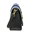 Дамска кожена чанта за рамо в черно и синьо Uma-3 снимка