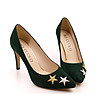 Тъмнозелени дамски обувки с бродерии звездички Sorena-1 снимка