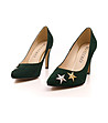 Тъмнозелени дамски обувки с бродерии звездички Sorena-2 снимка