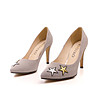 Светлосиви дамски обувки с бродерии звездички Sorena-2 снимка