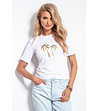 Дамска бяла тениска със златиста щампа Olena-0 снимка