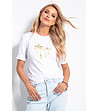 Дамска бяла тениска със златиста щампа Olena-2 снимка