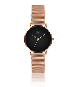 Розовозлатист дамски часовник с черен циферблат Gracie снимка