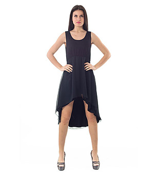 Черна рокля Sany с асиметрична дължина снимка