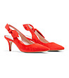 Червени дамски велурени обувки на ток-1 снимка