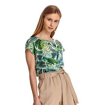 Дамска блуза с принт в зелено Elodie снимка