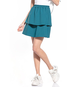 Къса пола в цвят емералд снимка