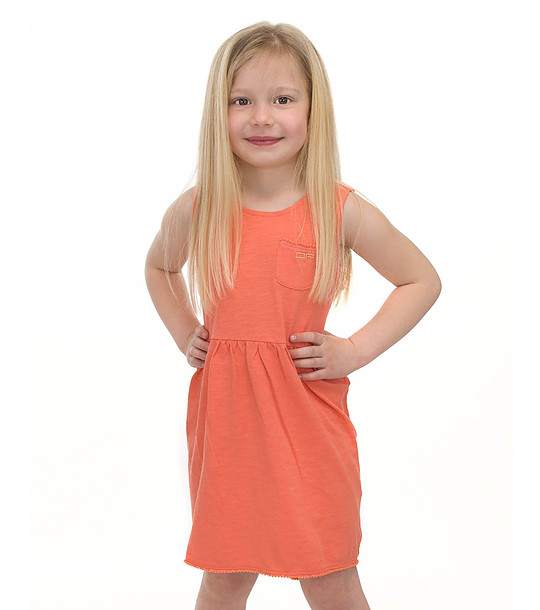 Детска памучна рокля в оранжев цвят снимка