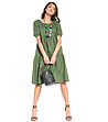 Ежедневна миди памучна рокля Nikole в зелен нюанс-0 снимка