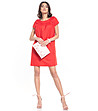 Червена памучна рокля със свободна линия Francine-0 снимка