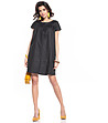 Черна памучна рокля със свободна линия Francine-0 снимка