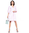 Розова памучна рокля с буфан ръкави Roxette-0 снимка