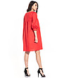 Червена памучна рокля със 7/8 ръкави Roxette-1 снимка