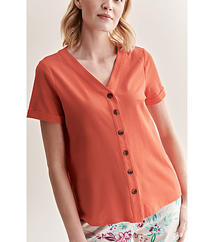 Оранжева дамска памучна риза Jennika снимка