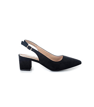 Черни дамски обувки с отворена пета снимка