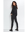 Черен дамски памучен комплект от блуза и панталон Riana-4 снимка