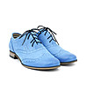 Сини дамски кожени обувки-0 снимка