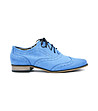 Сини дамски кожени обувки-2 снимка