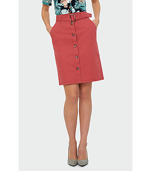Червена памучна пола с копчета Radinora снимка