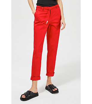 Червен памучен дамски панталон снимка
