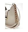Светлобежова кожена дамска чанта за рамо с верижка Alice-3 снимка