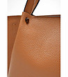 Дамска кожена чанта в цвят коняк Inetta-2 снимка