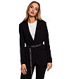Дамско памучно черно сако с колан Sani-0 снимка