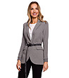 Дамско памучно сиво сако с колан Sani-0 снимка