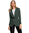 Дамско памучно зелено сако с колан-0 снимка