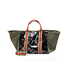 Дамска кожена чанта в цвят маслина с лъскав панел-1 снимка