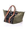 Дамска кожена чанта в цвят маслина с лъскав панел-2 снимка
