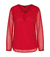 Червена полупрозрачна дамска блуза с подплата Pamela-4 снимка