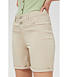 Светлобежови дамски къси панталони с лиосел и памук-4 снимка
