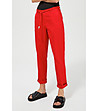 Червен памучен дамски панталон-2 снимка