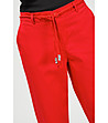 Червен памучен дамски панталон-4 снимка