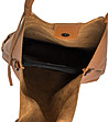 Дамска чанта от естествена кожа в цвят камел  с несесер Merina-3 снимка