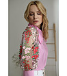 Розова дамска памучна риза с ефектни ръкави Lavoni-3 снимка