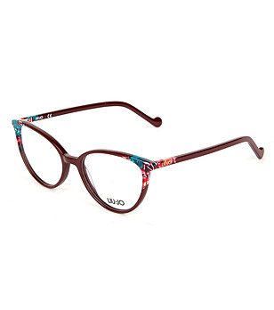 Диоптрични рамки за очила в цвят бургунд с ефектен принт снимка