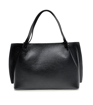 Черна дамска кожена чанта Inetta снимка