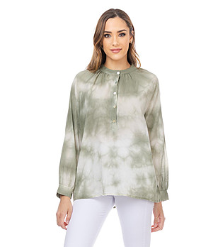 Дамска памучна блуза в преливащи зелени нюанси Abena снимка