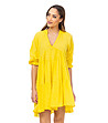 Жълта рокля от памук и лен Lavoni-0 снимка