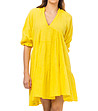 Жълта рокля от памук и лен Lavoni-2 снимка
