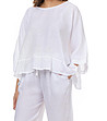 Ленена бяла дамска блуза Amadu-2 снимка