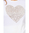 Бяла памучна блуза със златисто сърце от пайети Ewera-2 снимка