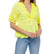 Памучна дамска жълта блуза Fabiola-2 снимка