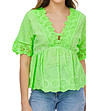 Памучна дамска зелена блуза Fabiola-2 снимка