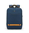 Синя правоъгълна чанта с жълти детайли-0 снимка