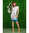 Многоцветна рокля с дизайнерски принт-0 снимка